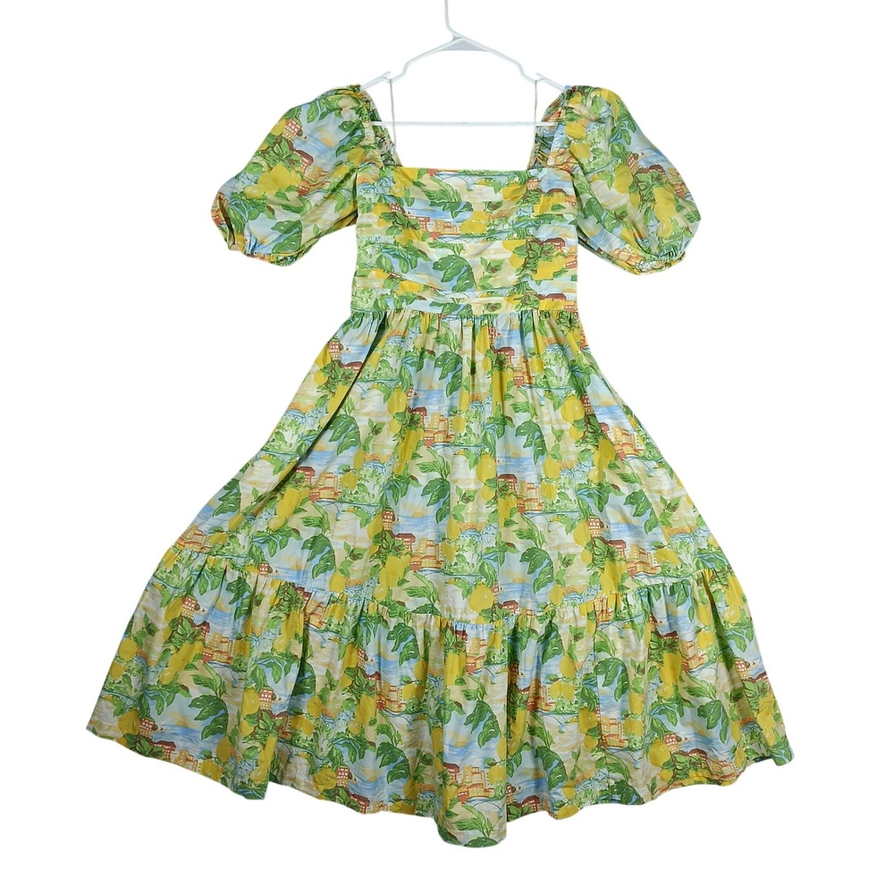 Abercrombie & Fitch Midi Dress Size Medium Yellow Lemon Emerson Italy Smocked